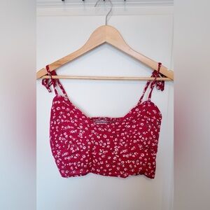 Melrose Place Nordstrom Floral Tie-Shoulder Crop Tank Small